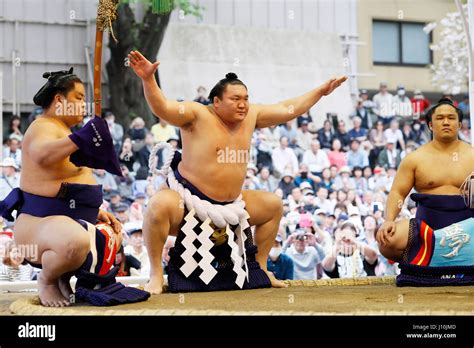 Tokyo Japan 17th Apr 2017 Hakuho Sumo Yasukuni Shrine Honozumo Is