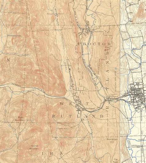 West Rutland Vt 1897 Usgs Old Topo Map Town Composite Rutland Co