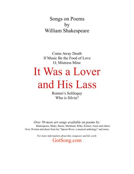 It Was A Lover And His Lass Shakespeare Sheet Music Kevin Jeffers Vocal Solo
