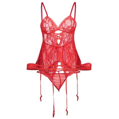 Lace Underwear Set Women Lace See Through Erotic Lingerie Set Bralette Red Garter Sex Bra Set