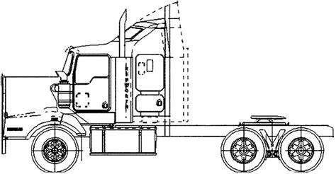 A flat nosed sleeper built by kenworth in the 1980s. Kenworth T404ST Aero Heavy Truck blueprints free - Outlines