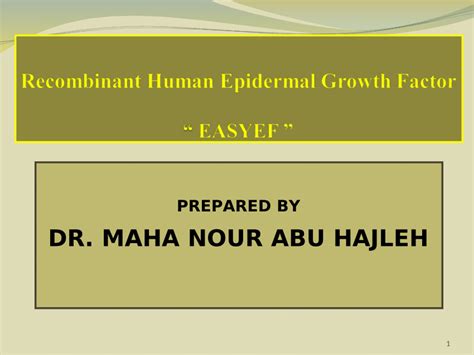 Pdf Recombinant Human Epidermal Growth Factor Easyef