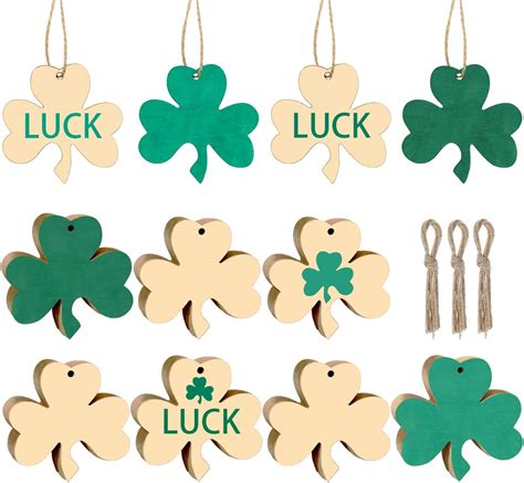 60 Pieces Diy Shamrock Wooden Ornaments Unfinished Wood