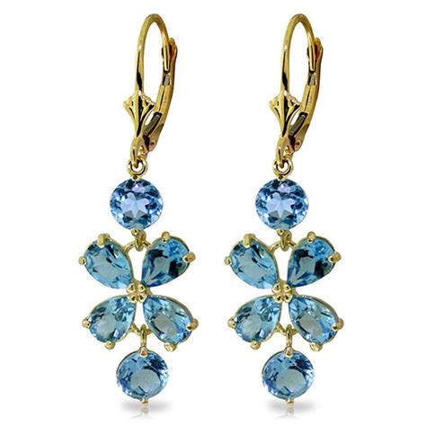 Carat K Solid Gold Chandelier Earrings Natural Blue T