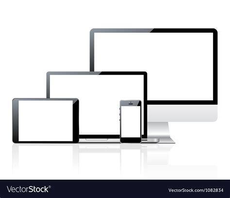 Computer Monitor Smartphone Laptop And Tablet Pc Vector Image