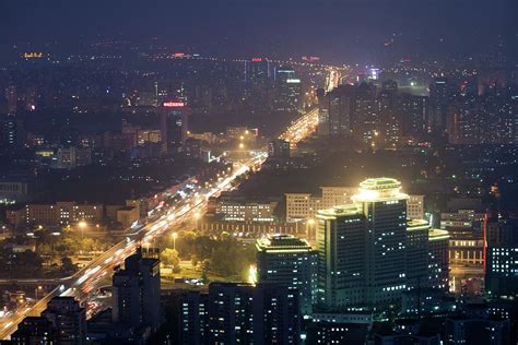Beijing Cityscape At Night Aerial Photograph By Matteo Colombo Pixels