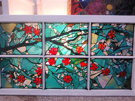 Stained Glass Blossom Pattern Glass Mosaic Art Window Art Stained