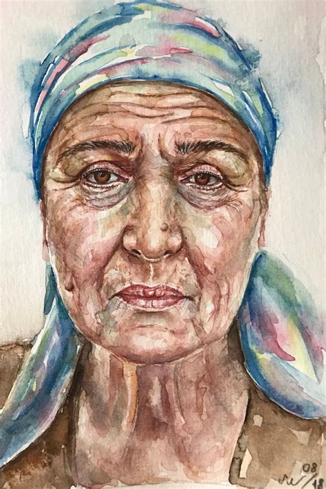 Old Woman Watercolor Portraitpeople Artwatercolor Etsy In 2021