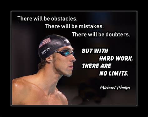 Motivational Swimming Poster Michael Phelps No Limits Quote