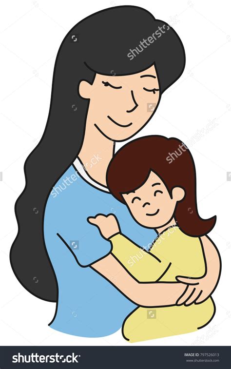 Vector Handdrawn Mother Hugging Daughter Stock Vector Royalty Free