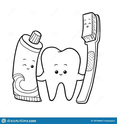 Libro Da Colorare Dente E Spazzolino Da Denti E Dentifricio In Pasta