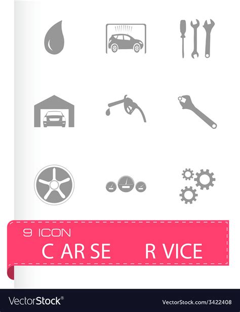 Black Car Service Icons Set Royalty Free Vector Image