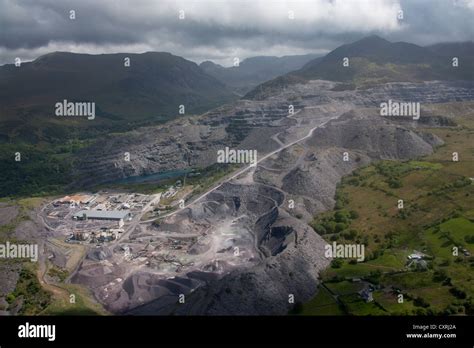 Aerial View Of Penrhyn Slate Quarry Bethesda Gwynedd North Wales Uk