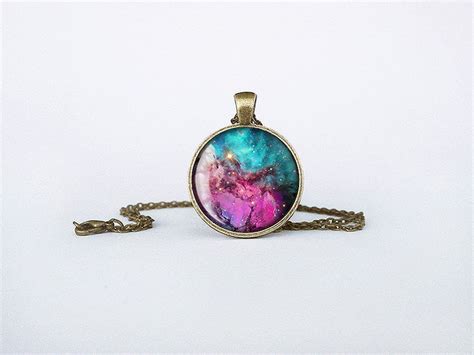Galaxy Nebula Necklace Handmade Galaxy Trifid Nebula Pendant Etsy