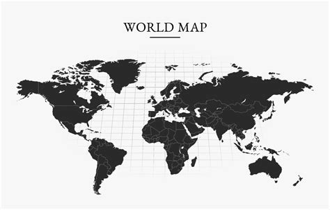 Flat Black And White World Map 20523288 Vector Art At Vecteezy