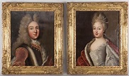 Paire de portraits de Louis XV et Marie Leszczynska Pair of portraits ...