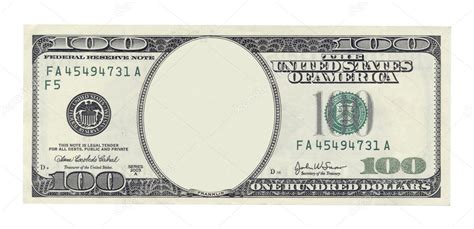 Blank One Hundred Dollar Banknote Isolated On White — Stock Photo