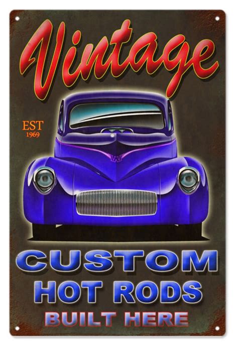 Hot Rods Custom Reproduction Garage Shop Metal Sign 18x30 Etsy