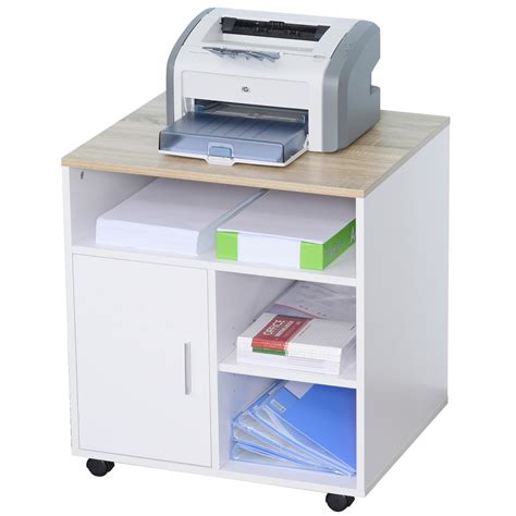 Homcom Printer Stand Multipurpose Moveable Filing Cabinet With Ample
