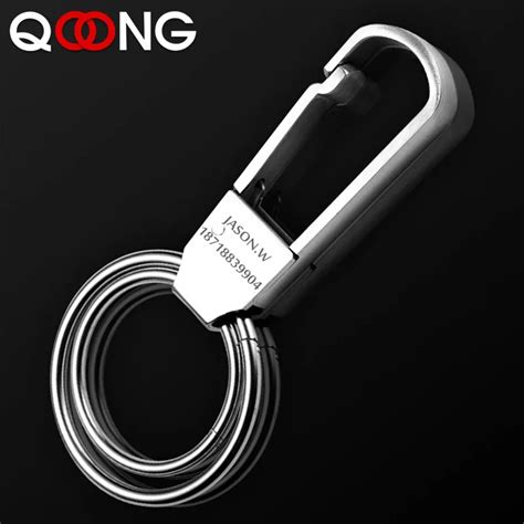 Qoong 2023 304 Stainless Steel Keychain Manual Keyring Men Waist Hanged