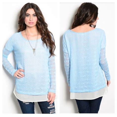 Sky Blue Eyelet Sweater Clothes Design Boutique Tops Boutique Sweater