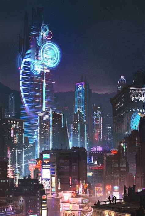 Futuristic City Illustration Science Fiction Cyberpunk Fantasy Art