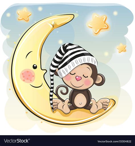 Cute Cartoon Monkey Is Sleeping Royalty Free Vector Image