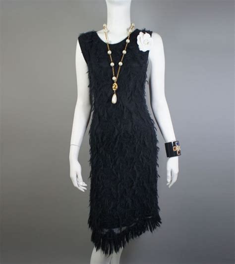 Chanel 09a Black Mohair Fringe Dress Size 42 10 At 1stdibs