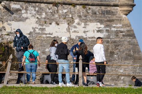 Tourists At The Castillo De San Marcos National Monument St Augustine