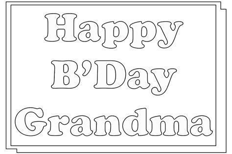 Happy Birthday Grandmother Grandma Granny Coloring Pages Free
