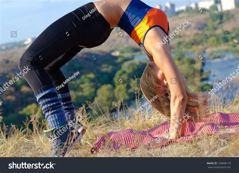 Supple Athletic Woman Bending Back Arching Stock Photo Edit Now Shutterstock