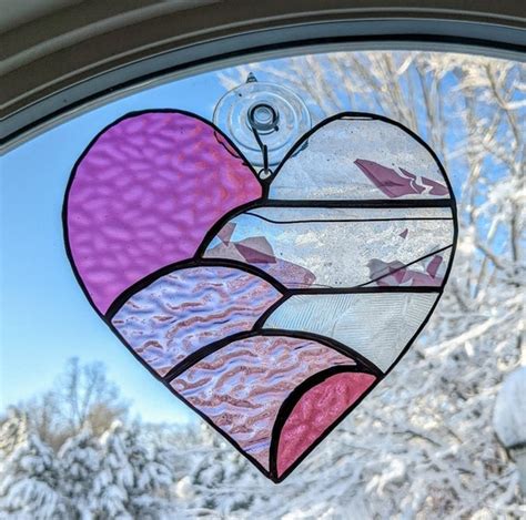 Heart Stained Glass Suncatchersstained Glass Window Etsy