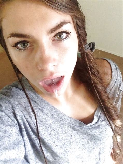 Selfie Cum On Her Tongue