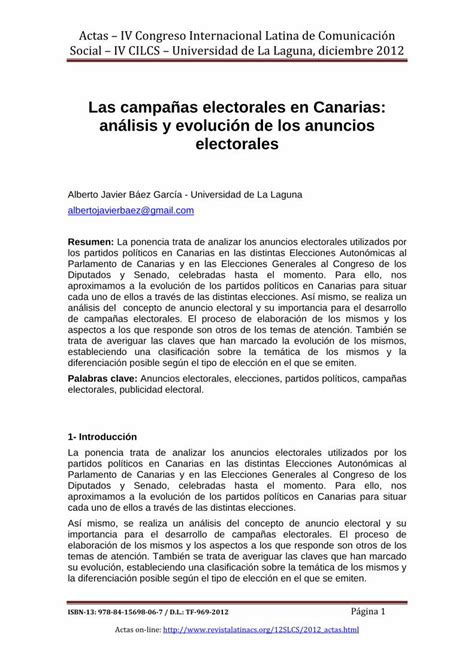 Pdf Las Campa As Electorales En Canarias An Lisis Y Evoluci N