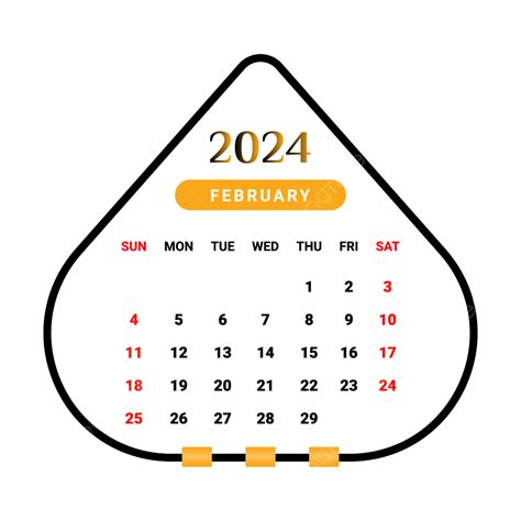 Gambar Kalender Bulan Februari 2024 Dengan Desain Unik Hitam Dan Kuning