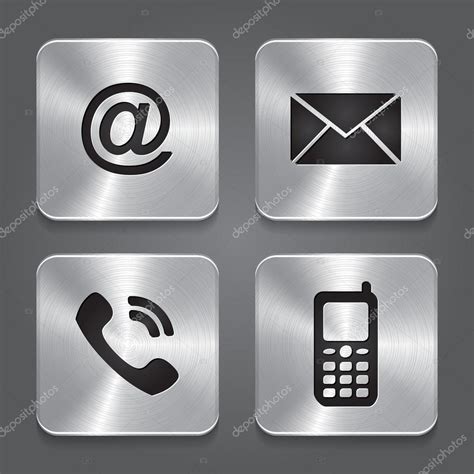 Metal Contact Buttons Set Icons — Stock Vector © Ankudi 25817911