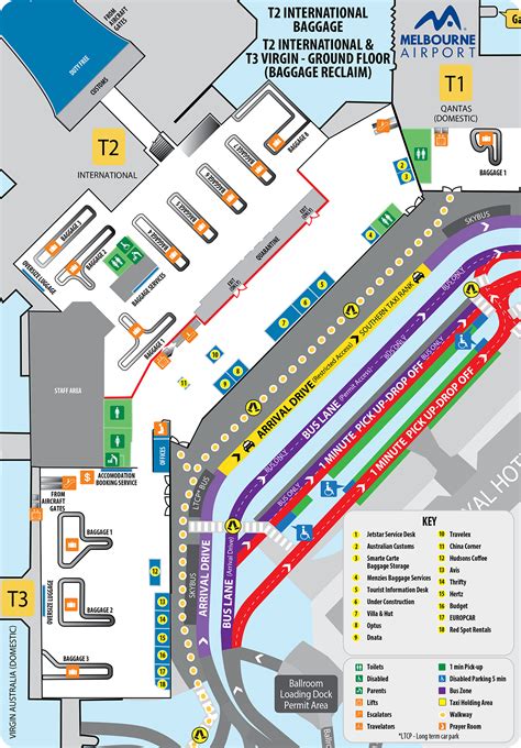 Melbourne Airport Map Mel Printable Terminal Maps