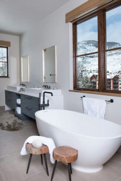 Serene Bath Mountain Interiors Rustic Contemporary Chalet Design