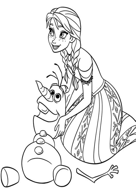 Kolorowanka do druku z kategorii kraina lodu, rysunek przedstawia: Kolorowanka Kraina Lodu Olaf i Anna, obrazek do wydruku nr 3