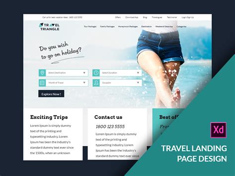 Travel Holiday Booking Website Landing Page Or Home Page Uplabs