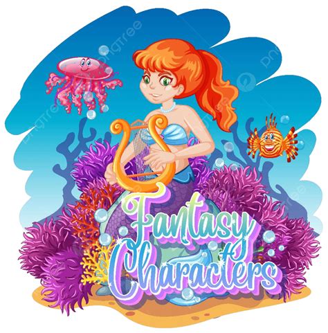 Mermaid In The Underwater World Background Creature Cartoon Vector