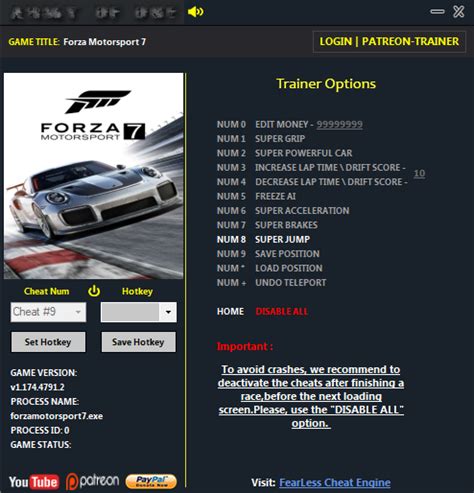 Forza Motosport 7 12 Trainer Fearless Cheat Engine