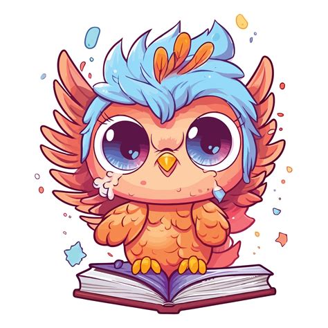 Cute Fairy Owl On Book 2d Illustration Ai Generative 27234955 Png
