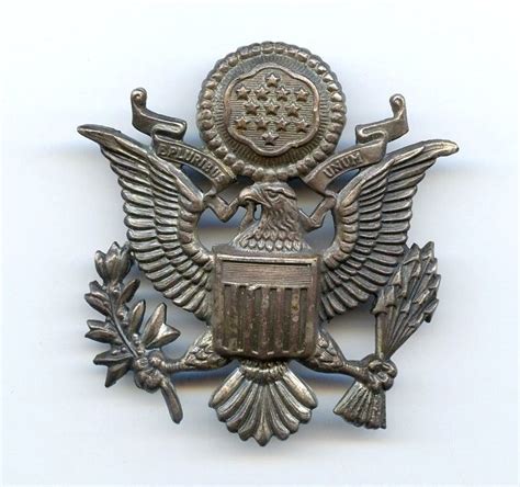 Wwii Ns Meyer New York Us Army Officer Hat Badge Silver Tone Screw On 2