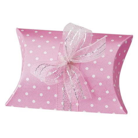 Pillow Favour Box Pack Of 10 Hot Pink Polka Dot