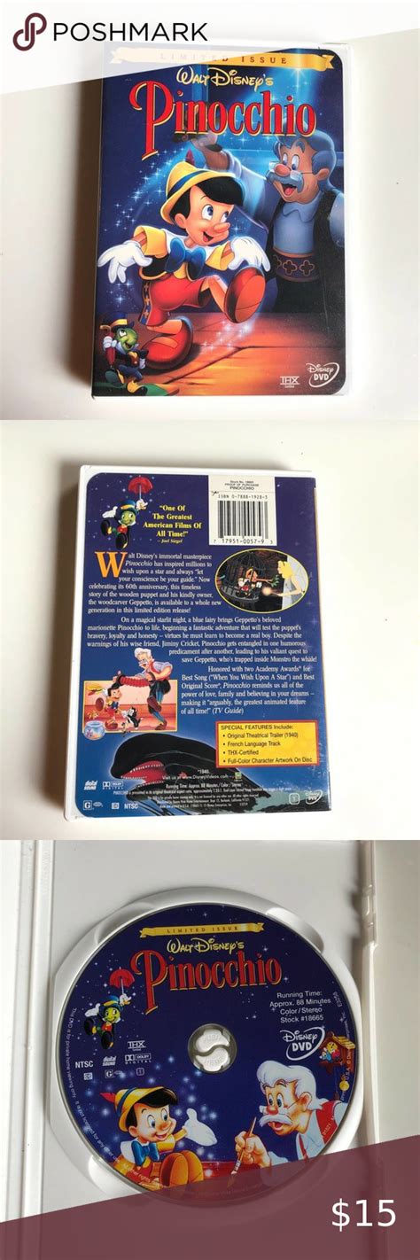 Pinocchio Dvd 1999 Limited Issue Gold Collection Classic Walt