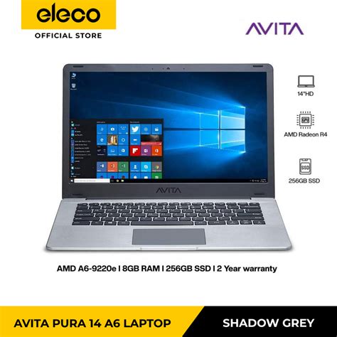 Avita Pura 14 Fhd Laptop A6 9220e8gb256gbw10no Bag Shadow Grey