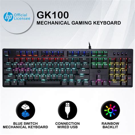 Rgb Mechanical Gaming Keyboard Hp Gk100f With Blue Switch
