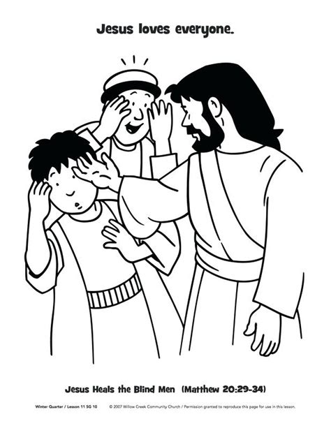 Jesus Heals Blind Bartimaeus Coloring Page Ubikdesigns