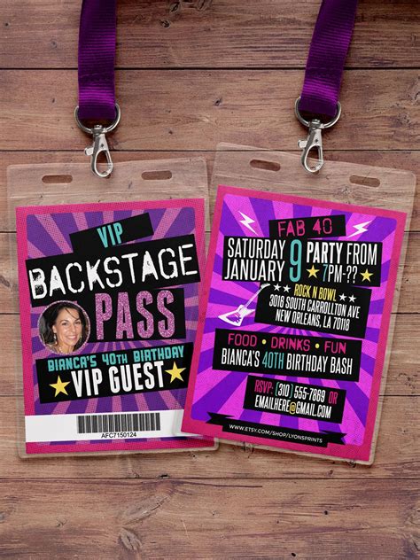 VIP PASS Backstage Pass Concert Ticket Birthday By LyonsPrints